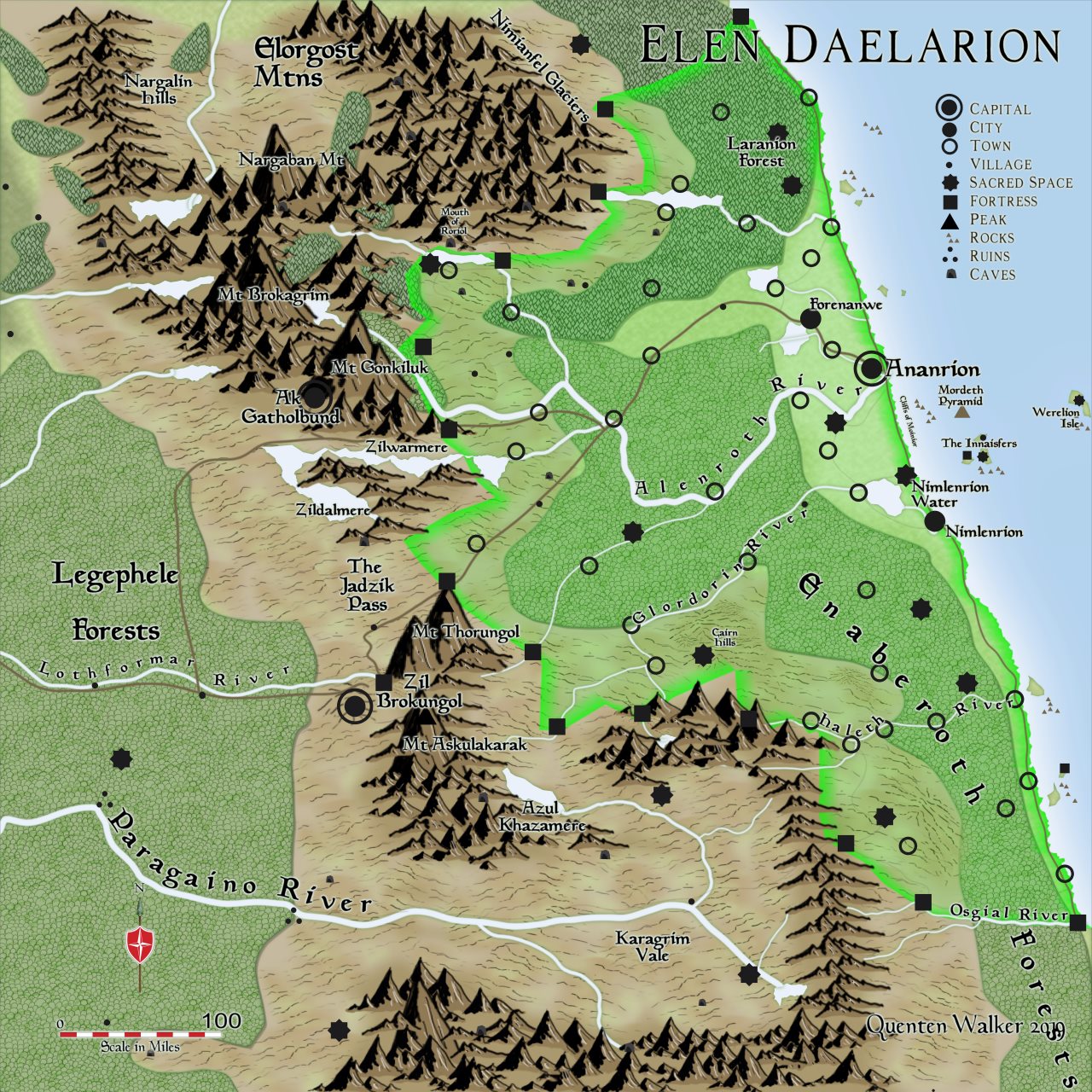 Nibirum Map: Elen Daelarion - Fantasy Worlds by Quenten Walker